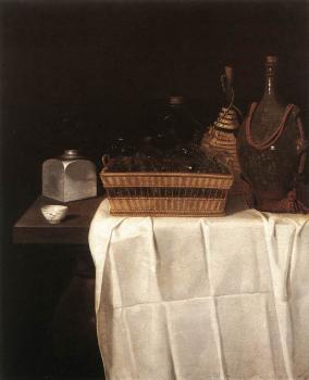 塞巴斯蒂安 斯托斯科夫 Still Life With Glasses And Bottles